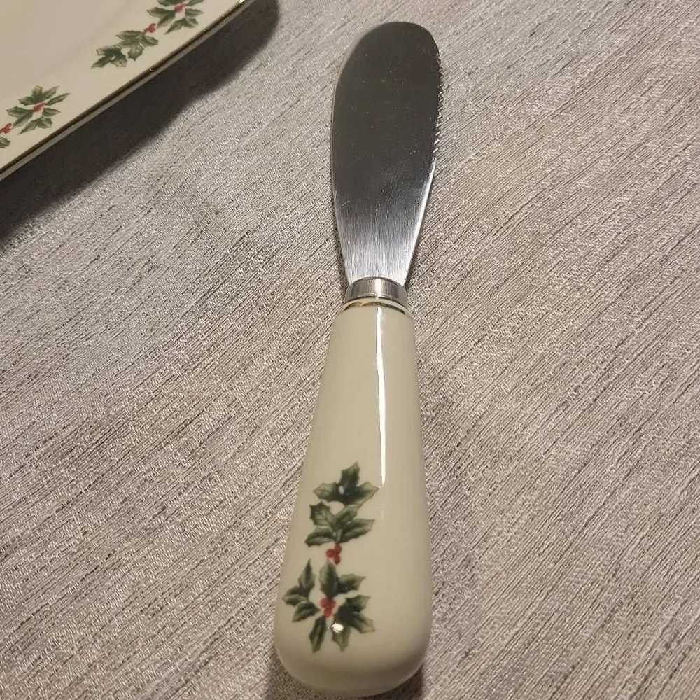 Living Quarters‎ Holiday Holly Christmas 3 Piece Pocelain Serving Ensemble
